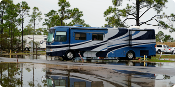 standing water near a parked RV