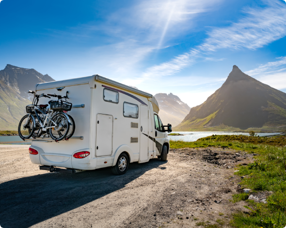 a recreational vehicle in a scenic spot